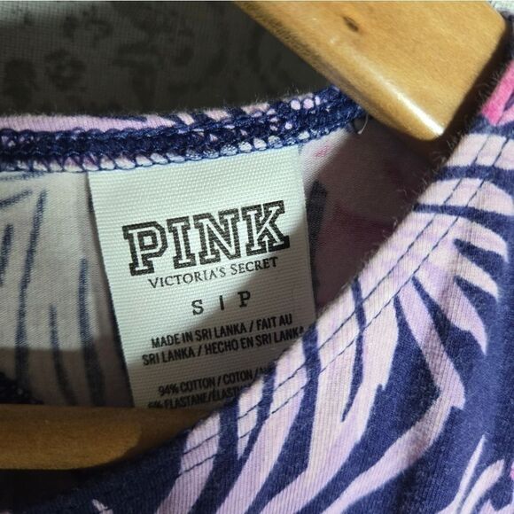 Victoria's Secret Pink Floral Palm Leaf Open Back A-Line Mini Skater Dress small - Picture 3 of 9